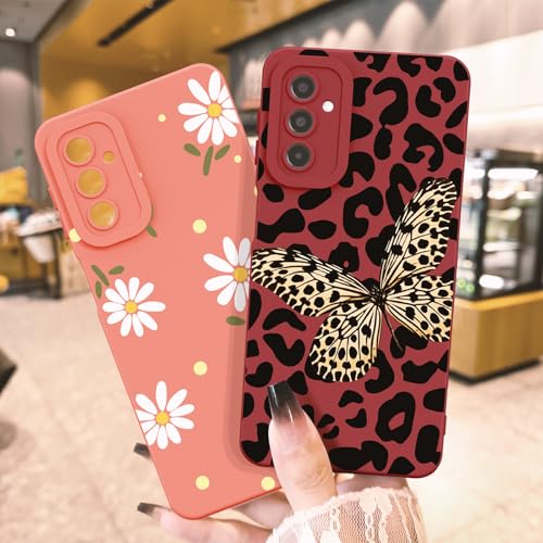 CASBST Capa para celular Samsung Galaxy A13 5G/A04S, design de estampa de flores da moda, capa de silicone líquido, fina, à prova de choque e resistente a arranhões para Samsung A13 – borboleta