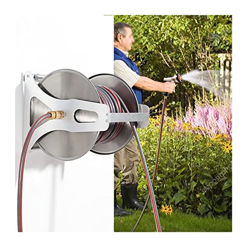 Carro de manguera de jardín, carretilla de manguera para montaje en pared, caja de almacenamiento de manguera multiusos para patio trasero, garaje (49 pies/15 m)