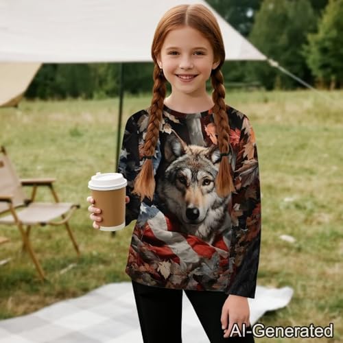 Image of Renewold Boys Girls Tees Kids T-Shirt Long Sleeve Crewneck T Shirts Casual Athletic Tops Clothing for Home School Travel