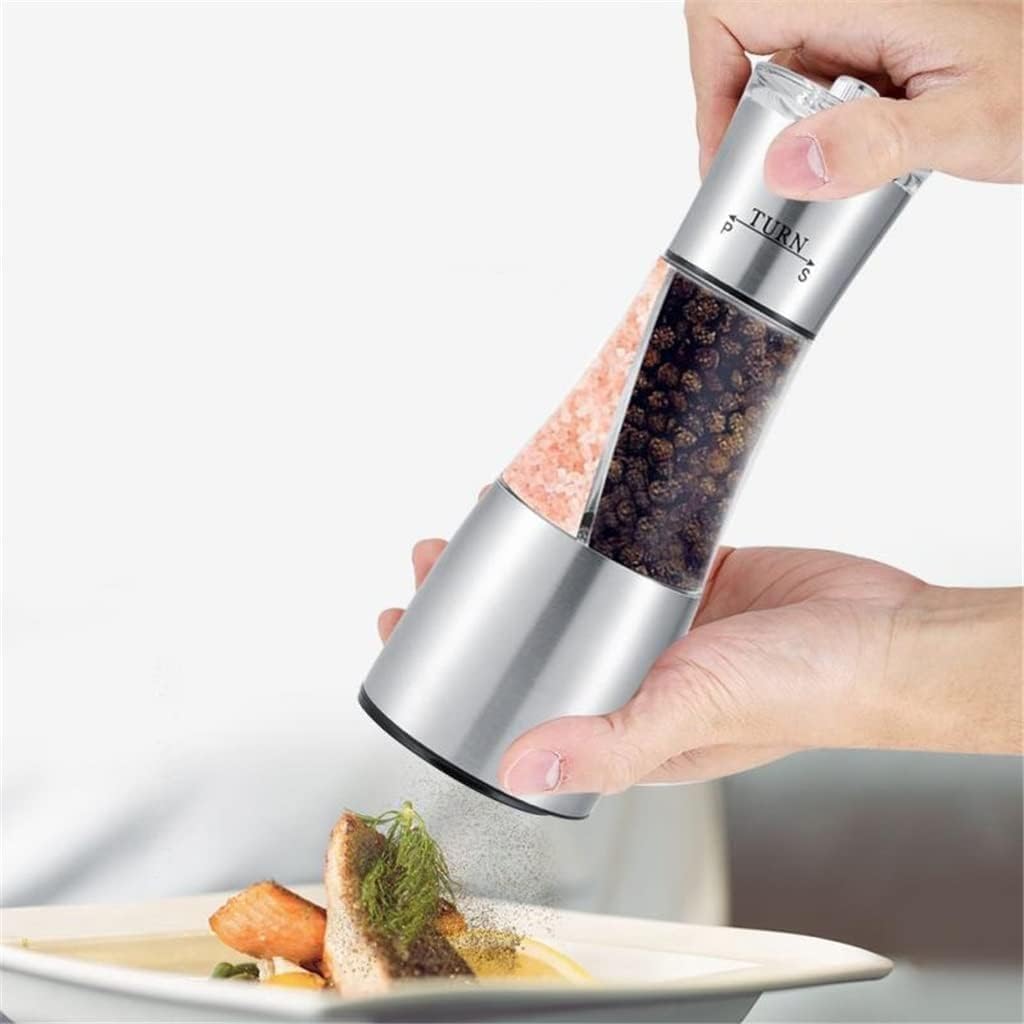 2 in 1 Seasoning Grinding Stainless Steel Manual Pepper Grinder Salt & Pepper Mill Grinder Accessories for Kitchen Tools
