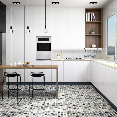 Image of White Contact Paper Glossy White Wallpaper for Countertop /Cabinet Removable Self Adhesive Wall Paper Glossy Waterproof Kitchen Peel and Stick Wallpaper Decorative Vinyl (12x144Inch)