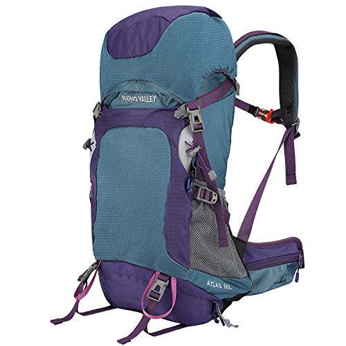 Rhino Valley Travel Backpack, 60L Large Hiking Backpack Rain Cover Trekking Bag