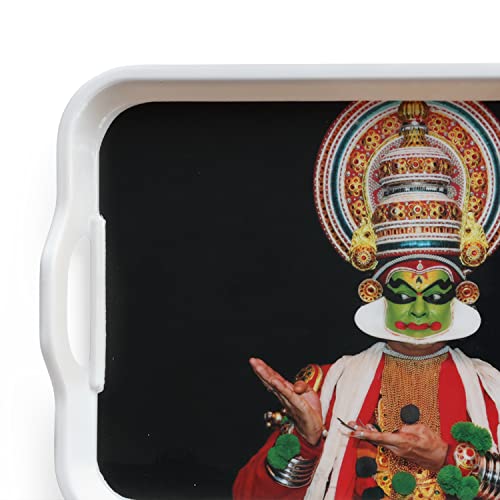 Image of SUPERWARE | Food Grade Melamine | Serving Tray Set - Handy Tray Kathakali (2 nos.) | Serveware, Tableware, Stain Free, Glazed Finish