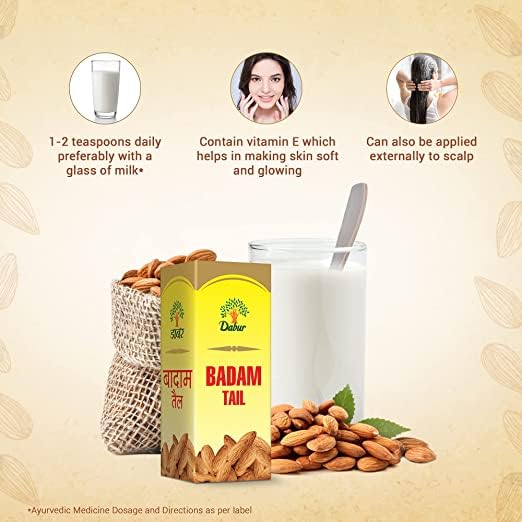 XONA Badam Tail - 100ml | Sweet Almond Oil | Rich in Vitamin-E | For Healthy Hair & Skin | Sharpens Brain | Improves Digestion | Extracted From Almonds