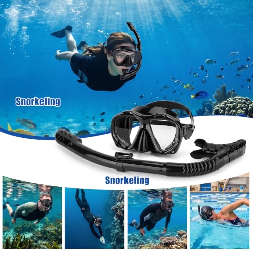 Set de Snorkel Seco para Adultos con Gafas Ajustables y Cubierta Facial con Tubo Seco para Buceo y Natación miniatura 7