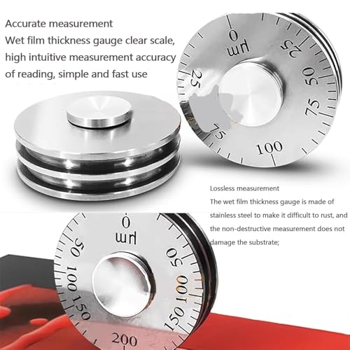 LHQYA Roller Wet Film Thickness Gauge, Wet Film Thickness Gauge with Storage Box, Measurement Range: 25um/50um/100um/200um/500um/1000um Optional, Clear Scale, for Coating Painting