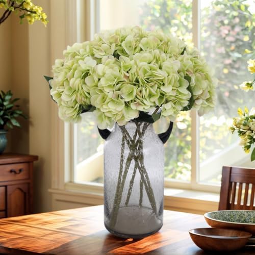 Kimura's Cabin 6pcs Green Silk Hydrangea Artificial Flowers Fake Hydrangeas with Stems Faux Hydrangea Bouquets for Wedding Arrangements Home Party Table Decoration (Lime Green) - Image 5