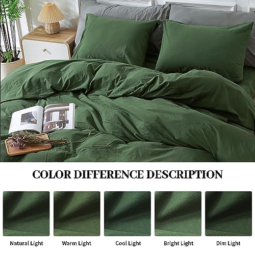 NEXHOME PRO King Duvet Cover Set - 3 Piece, 100% Washed Cotton, Linen Feel, Cream Bright Yellow, Zipper Closure