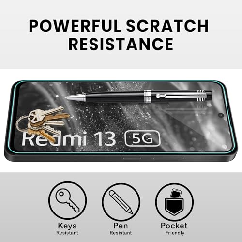 Image of ArmourPro Military Grade Gorilla Tempered Glass Compatible For Redmi 13, Redmi 12 and Poco M6 Pro (6.79 Inch) With Easy Installation Kit for Smartphone| Edge To Edge Coverage | Black, Pack of 2