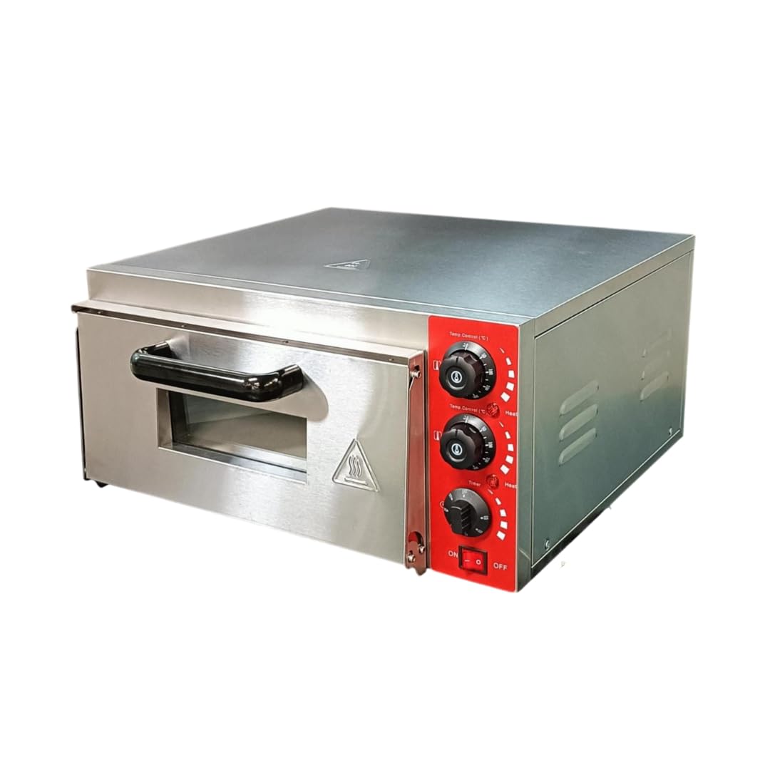 Shoppers Hub PNQ Electric Heavy Duty Commercial Stainless Steel Single Deck Stone Pizza Maker Oven with Timer (Inner Stone Baking Heating Area 16 x 16 Inches Approx., Black, Silver)-image-38