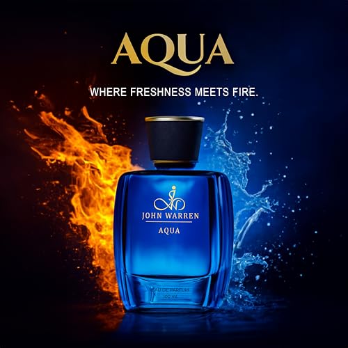 Image of JOHN WARREN AQUA Luxury Perfume For Men, Aqua Long-Lasting Eau De Parfum with Grapefruit,Nutmeg and Jasmine, Fresh & Strong Everyday Fragrance-100 ml