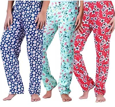 Isable Trends Womens Track Pant Lower Cotton Printed Payjama/Lounge Wear –Soft Cotton Night Wear/Pyjama for Women(Pack of 3 pcs, Prints May Vary (Assorted Pyjama)