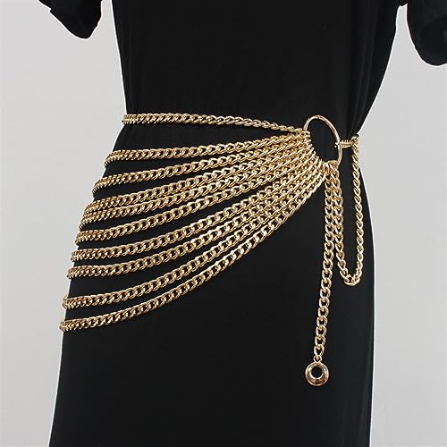 Women's Runway Fashion Gold Metal Chain Cummerbunds Female Dress Corsets Waistband Belts Decoration Wide Belt2