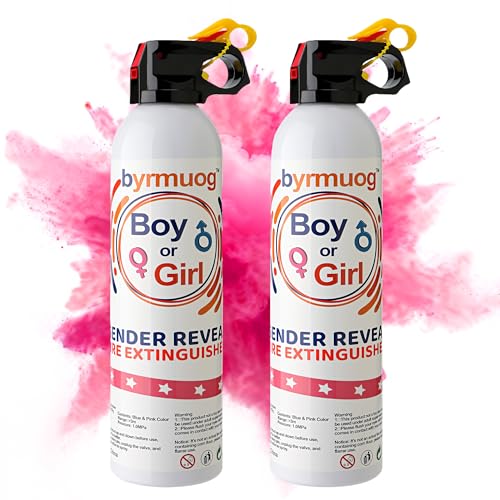 Gender Reveal Fire Extinguisher 2 Pack Color Powder Blasters Spray with Biodegradable Smoke for Baby Girl Reveal Party Ideas & Decorations (Pink)