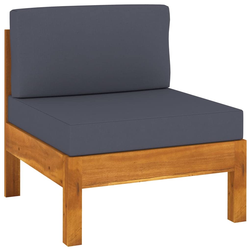 Juego de sofás de jardín, juego para exteriores, decoración de jardín, 10 plazas, cojines grises oscuros macizos de acacia