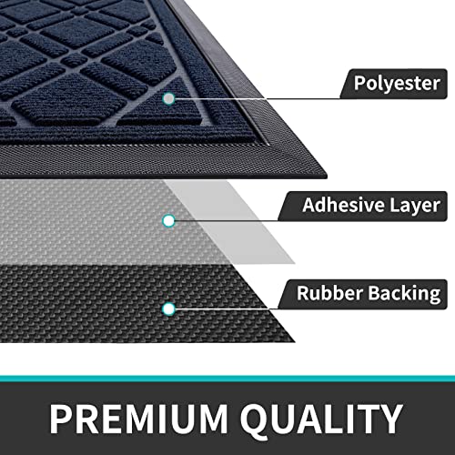 Dexi Door Mat Front Doormat For Entryway Welcome Mats For Entrance Home Heavy Duty Rubber Backing Low Profile For Outside Entry House 17"X29" Blue #TOP6