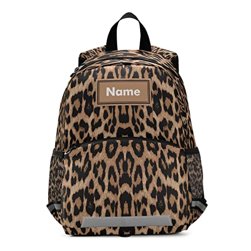 senya Custom Kid's Name Cute Toddler Backpack Personalized Cheeteh Leopard Print Mini Bag for Baby Girl Boy Age 3-7