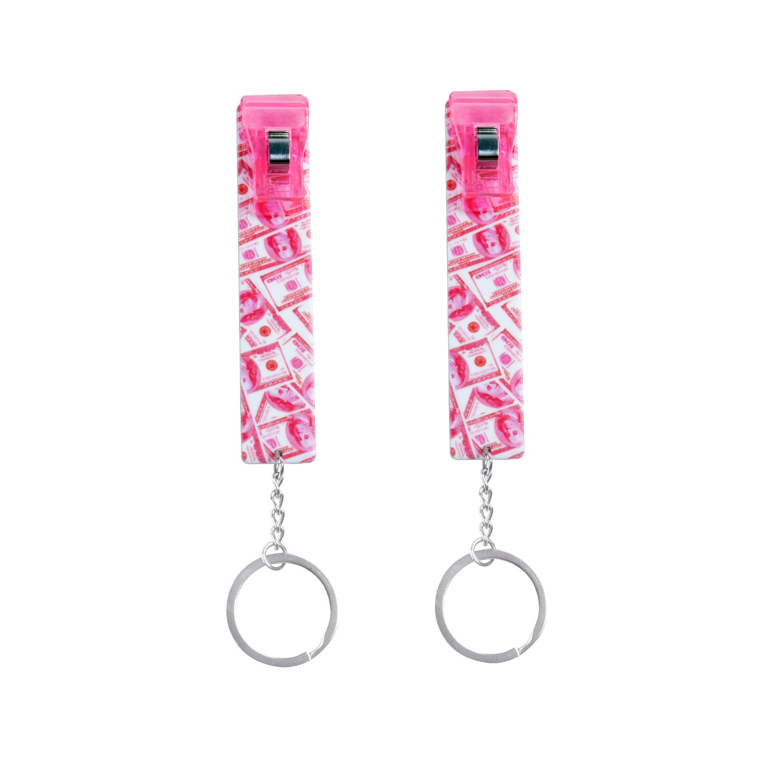 Xiangxing Women's Pink 1+Pink 1 Credit Card Puller, Debit Bank Card Grabber For Long Nails Atm Keychain Standard