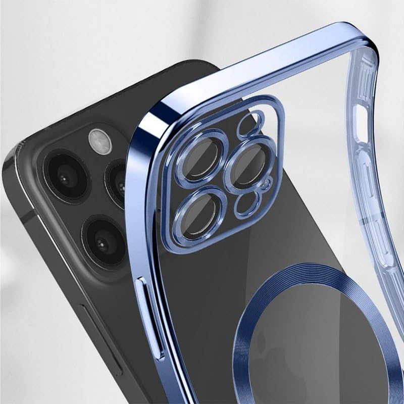 Cool Case for iPhone 15 Pro MAX Magnetic Sky Blue Edge, transparent - Image 4
