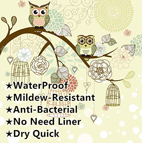 Rosielily Kids Shower Curtain, Owl Shower Curtain For Bathroom, Cute Shower Curtain Cartoon Animal Waterproof Shower Curtains Set With 12 Hooks, Floral Flower Decorative Bathroom Curtain, 72Wx72H Inch #TOP4