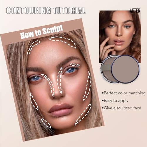 Bronzer Contour Palette Powder, Natural Looking Make up Palettes, Multi-Use Face Shadow 3D Make-up, Matte Long Lasting Sweat Resistant, Waterproof Smooth Contouring Makeup for Women & Girls - Image 3