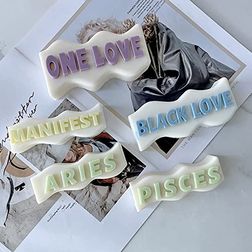 Jibeveyyi Silicone Candle Molds One Love ， Be Kind，Black Love Wave Pillar Candle Molds Silicone Mold For Candle Making Handmade Aromatherapy Candles, Polymer Clay Craft, Wax, Soaps F #TOP5