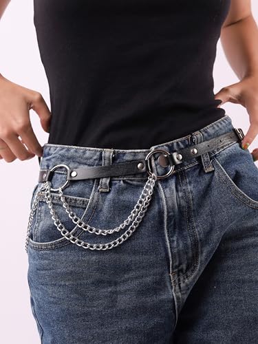 Sacina Black PU leather Belt, Emo Punk Grunge Gothic Belt, Goth Accessories, Punk Accessories, Waist Chain2