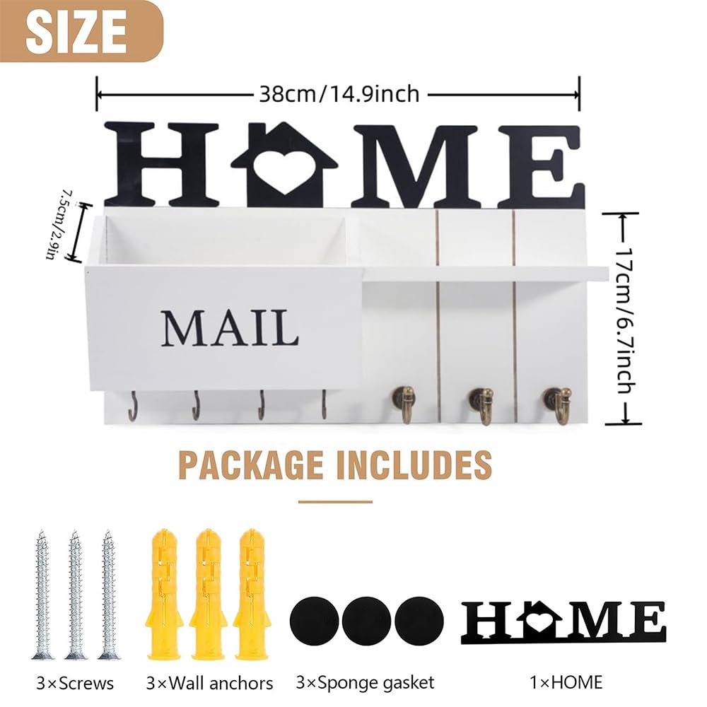 Niciksty Key and Mail Holder for Wall Farmhouse Mail and Key Organizer - Image 3