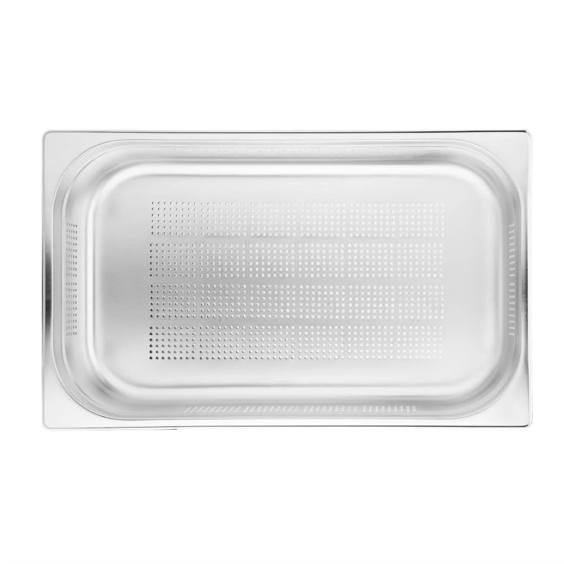 Vogue Perforierter Gastronorm-Behälter 1/1 aus Edelstahl 13,5L, Tiefe: 100mm, perforiert, ideal zum Abtropfen von Lebensmitteln - Für Kühlschrank & Ofen geeignet - Deckel separat erhältlich, K841
