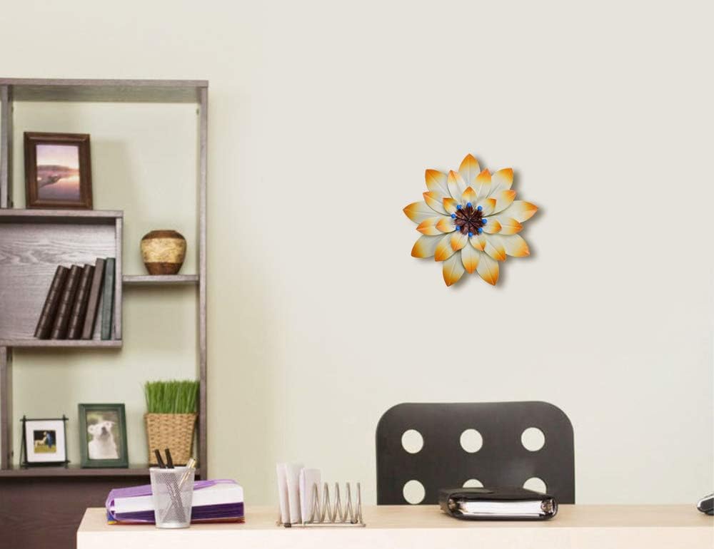 YEAHOME Metal Flower Wall Decor - 11.5'' Wall Art Decorations Hanging for Bedroom, Living Room, Bathroom - Boho Office/Home Decor, Handmade Gift for Indoor or Outdoor
