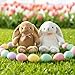 QUIRAI Easter Bunny Stuffed Animal - 14” Floral Bunny Plush with Weighted Bottom for Sitting, Cuddly Rabbit Stuffed Animal Adorable Easter Basket Stuffers for Girls Boys 14
