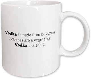 3dRose Vodka is made from potatoes black print with white background 15oz Mug