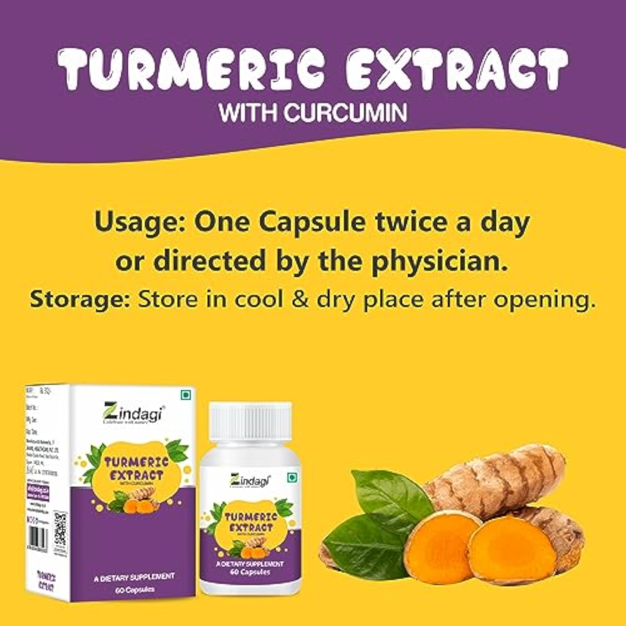 Pure Turmeric Capsules with Curcumin, 60 Count