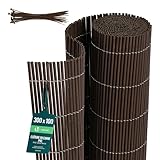 VOUNOT® Canisse en PVC Ultra Renforcé Brise Vue Occultation Double Face avec Attaches de Fixation Clôture Résistante UV Intempéries pour Jardin Balcon Terrasse 100x300cm Couleur Osier