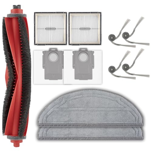 (11 Pack) Q10 S5+ Replacement Parts Compatible with Roborock Q10 S5+ Robot Vacuum Cleaner, 1 Roller Brush, 4 Side Brushes, 2 HEPA Filters, 2 Dust Bags, 2 Mop Pads, Accessories Kit