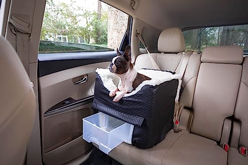 Snoozer Dog Car Seat with Storage Tray: Lookout II Car Seat for Small Dogs 0-15 lbs, Size: Small, Fabric: Black Diamond, Pet Car Seat to Alleviate Car Sickness for Dogs, Removable Washable Cover - Thumbnail 2