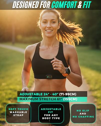 POWR LABS Bluetooth ANT+ Heart Rate Monitor Chest Strap for Garmin, Peloton
