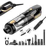 Aspirateur Voiture 4 en 1 Puissant 27000 PA Aspirateur à Main sans Fil, Adaptateur Allume-Cigare 12V 5m, 2 Vitesses Mini Aspirateur de Voiture pour Voiture Animaux Maison Car, Cuisine, PC, Canapé
