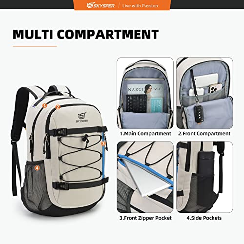 Skysper Laptop Backpack 25L Skateboard Travel Backpack For Men Women Business College Backpack(Off-White) #TOP2