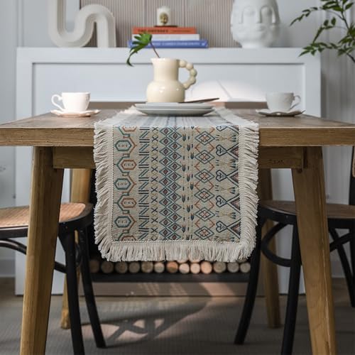 Chemin de table jacquard coton lin anti-pli géométrique 30cm - 2