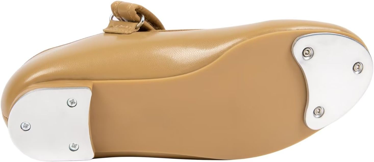 Tap Shoes for Girls & Toddler Girls | Black/Tan Dance Shoes | PU Leather | Practice & Performance (Size 5-13 Toddler/Little Kid/Big Kid) - Image 3