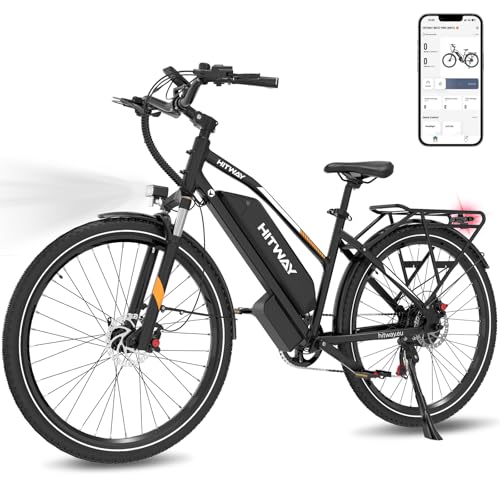 HITWAY 28' Bicicleta Eléctrica Adulto Hombre/Mujer – Autonomía 70-120 km, Motor 250W 35Nm Par, Batería Extraíble 768Wh, E-Bike de Trekking y Ciudad