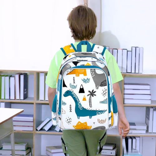 Image of CCJPX 3Pcs Dinosaur Backpack for Boys, 16 Inch Kids School Water Resistant Preschool Bookbags, Cool Toddler Kindergarten Backpacks with Lunch Box (White)