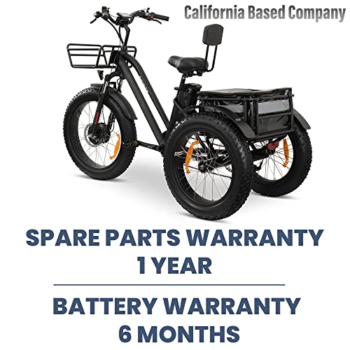 MALISA Electric Trike for Adults, 3 Wheel Motorized Bicycle with Big Wheels, Long Range Adult Tricycle up to 50+ Miles, Comfortable Three Wheel Bikes, 750W Motor (Black)