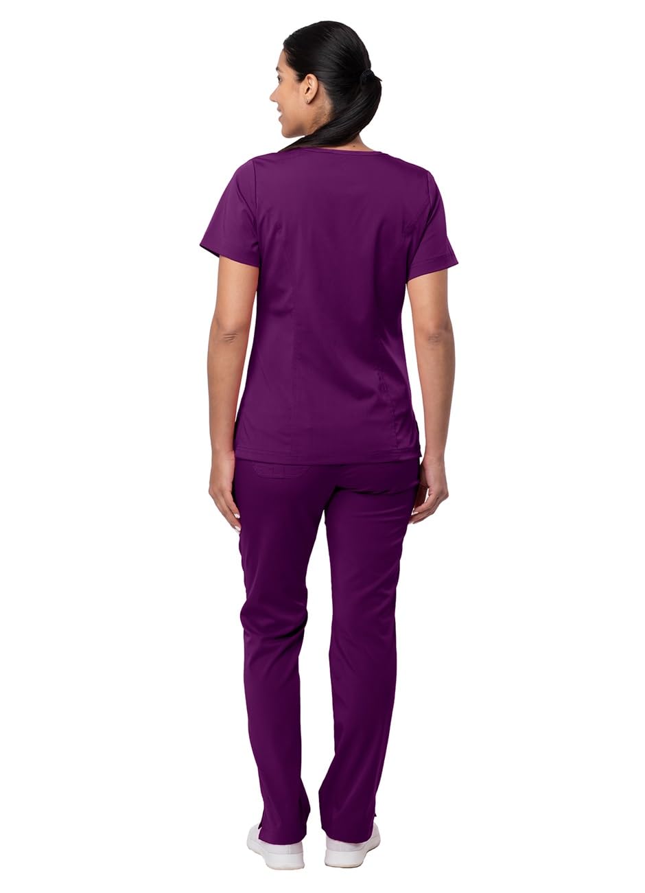 Adar Uniforms Uniforme Medico Donna - Top con Scollo a V/Pantaloni Multi-Tasca - 4400 - Eggplant - S