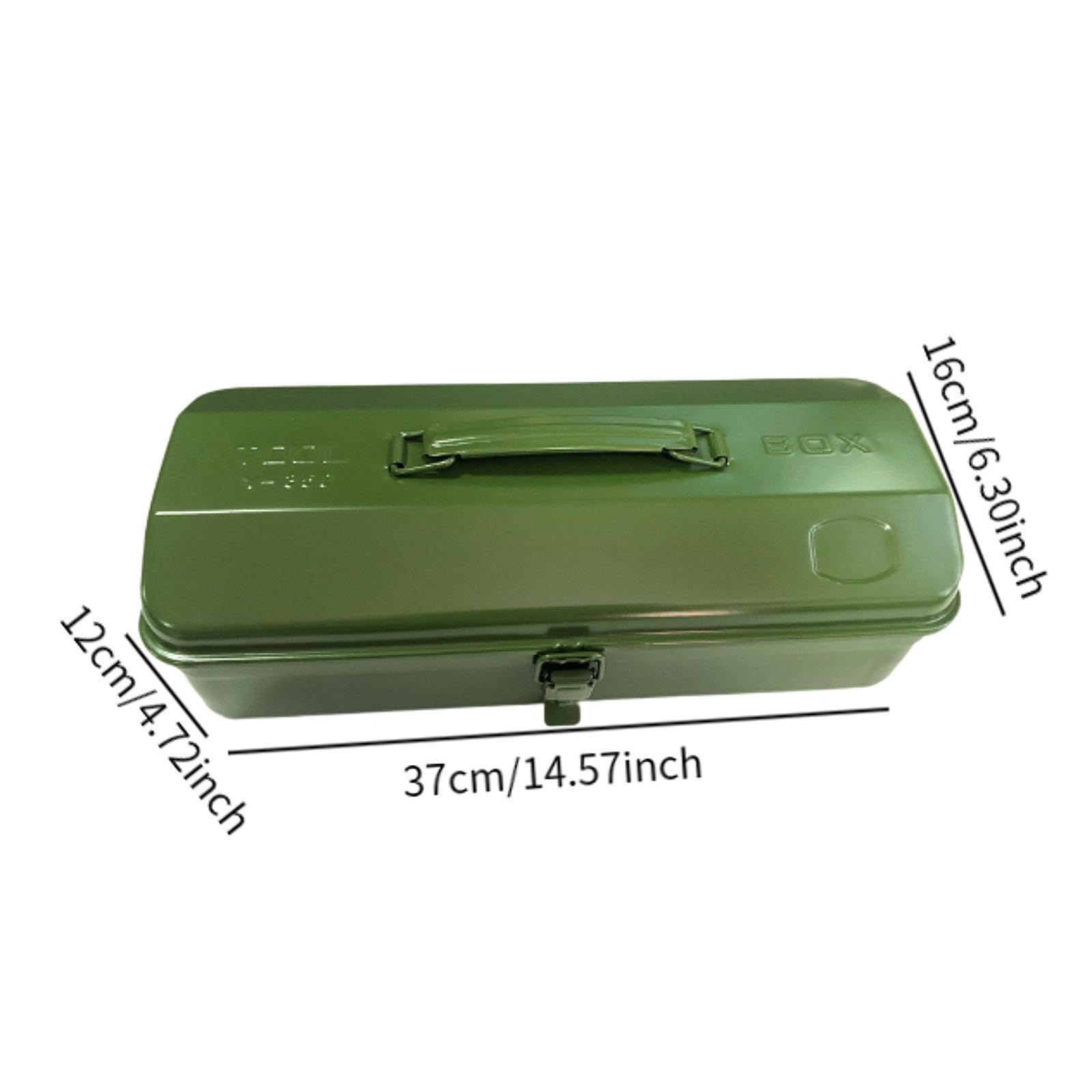 perfk Caja de herramientas de metal Caja de herramientas vacía Talleres de garaje Baúl de herramientas Multiusos Cerradura con asa Estuche de herramientas, Verde