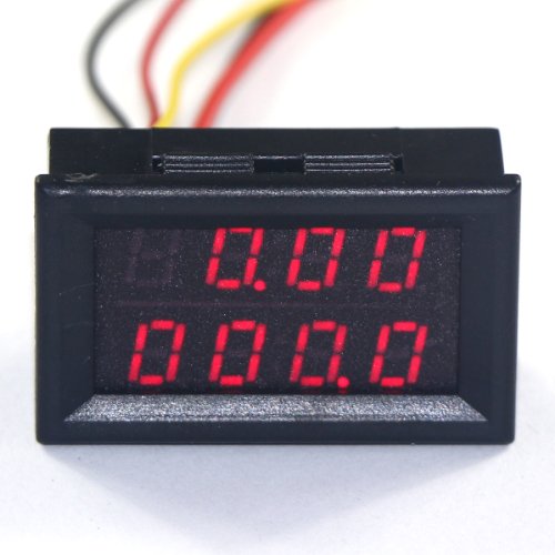 DROK 0.28'' LED 4 Digit Digital Voltmeter Ammeter Gauge DC 0-33V/0-999.9mA 0-3A 12V Voltage Current Measurement Meter Panel Volt Amp Tester Multimeter Red Digital Dual Display Monitor