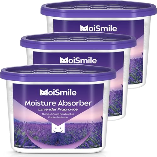 Image of Moisture Absorbers, Lavender Scent Humidity Absorber, 3 Pack, 10.5 oz Boxes | With 6 g lavender scent beads per box; non-electric dehumidifier for closets, bathrooms, basements, cars and RVs.