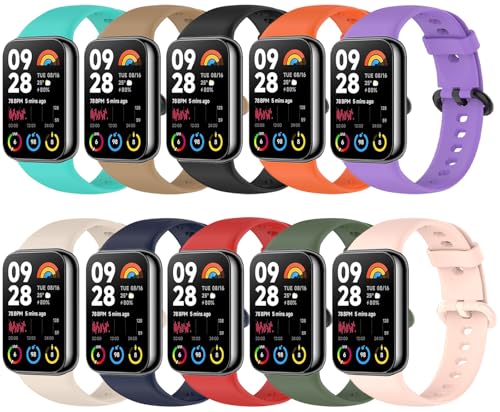 Bands Compatible with Xiaomi Redmi Watch 4/Xiaomi Smart Band 9 Pro Strap Replacement Multicolor [10 Pack] Soft Silicone Watch Bands Perfect for Red Mi Watch 5 / MI Band 8 Pro Straps for Man Woman -  Z.DuDuZAZA
