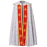 COSDREAMER Unisex Church Catholic Vestments Cape Cloak Priest Celebrant Chasuble Mass Vestments Robe (White, Medium)